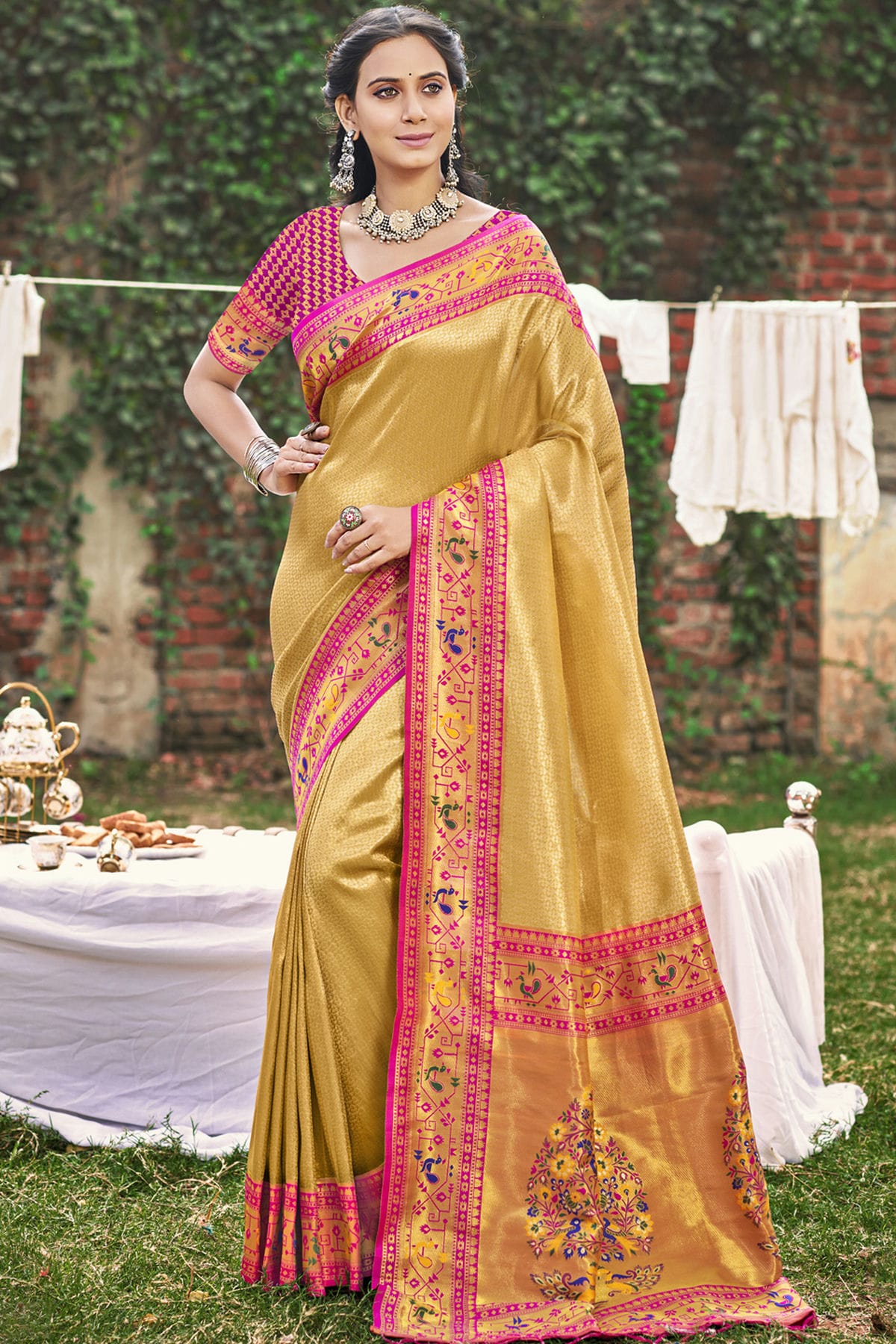 Beige-Colour-Woven-Work-Paithani-Silk-Traditional-Saree-VSSD1103259