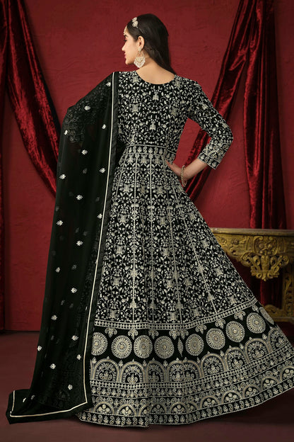 Black Colour Anarkali Suit Faux Georgette Semi Stitched VSSM1050523