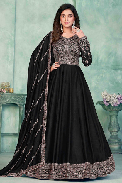 Black Colour Art Silk Anarkali Suit VSSM1050717
