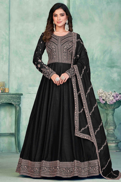 Black Colour Art Silk Anarkali Suit VSSM1050717