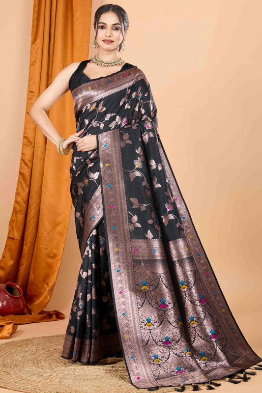 Black Colour Banarasi Silk Woven Work Traditional Saree VSSD1113537