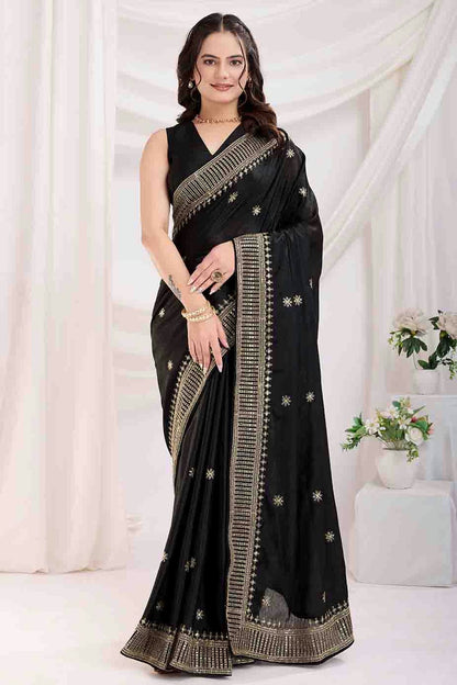 Black Colour Chinon Silk Designer Saree VSSD1112875