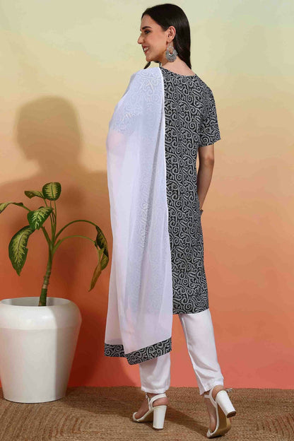 Black Colour Crepe Printed Pant Style Suit VSSS1113637