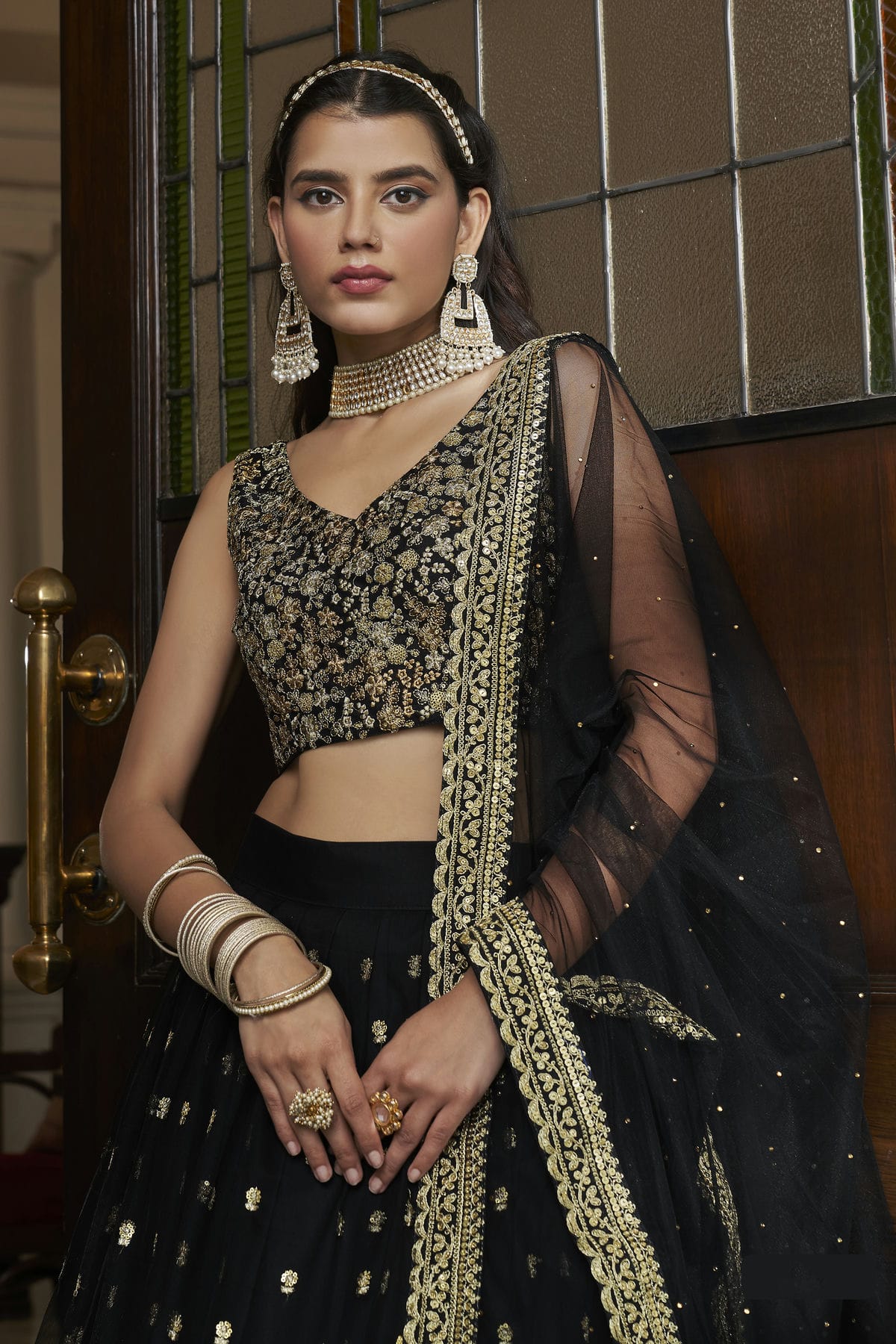 Black Colour Embroidery Soft Net Lehenga Choli VSLD1080798