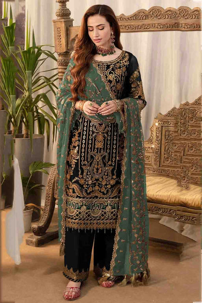 Black Colour Faux Georgette Pakistani Suit VSSM1140879