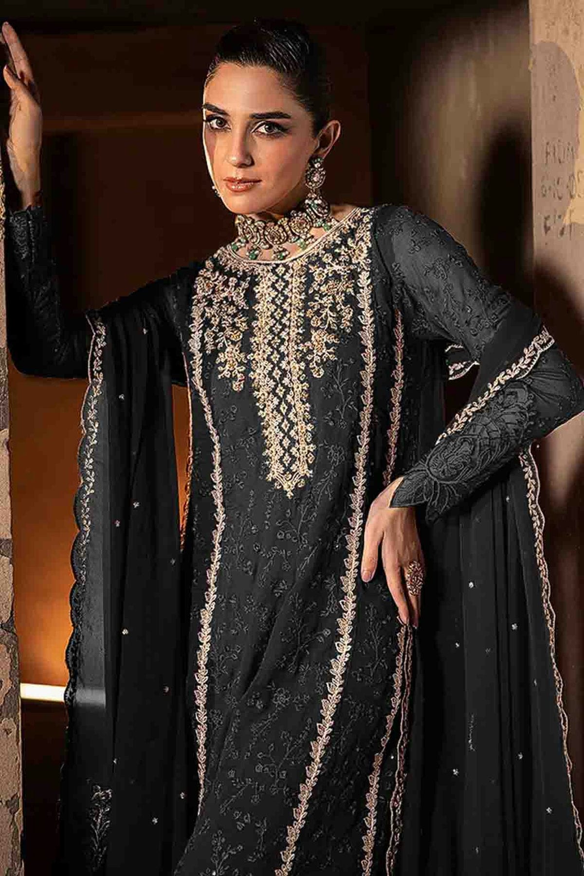 Black Colour Faux Georgette Pakistani Suit VSSM1140893