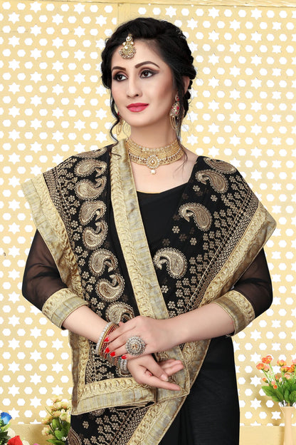 Black Colour Georgette Designer Saree VSLC1121549