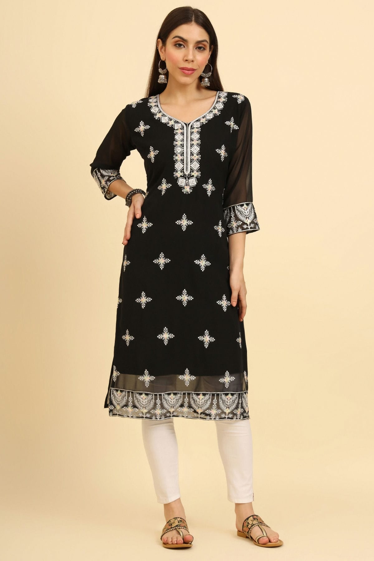 Black Colour Georgette Kurti