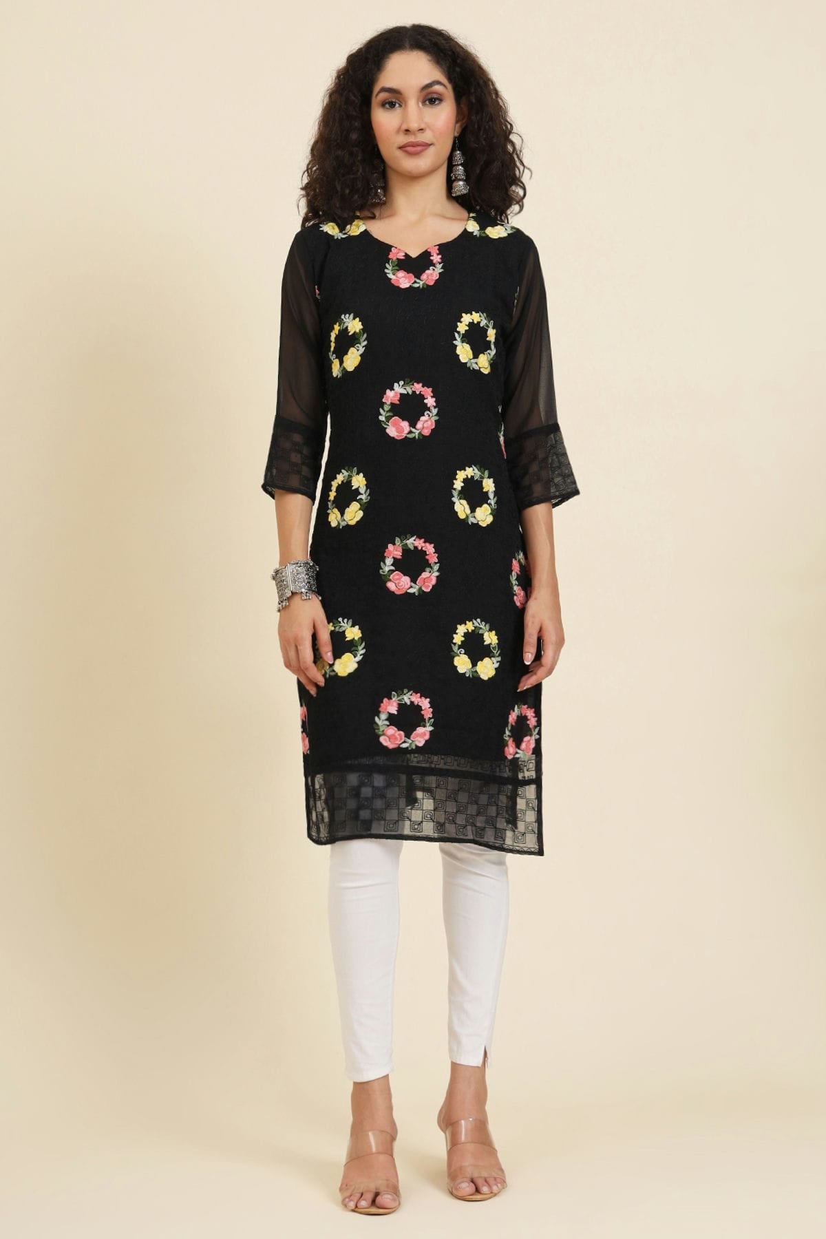 Black Colour Georgette Kurti