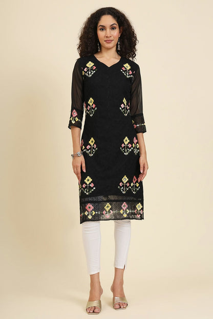 Black Colour Georgette Kurti