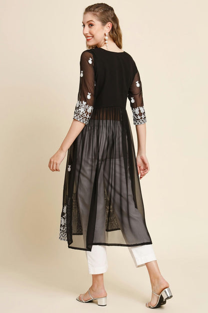 Black Colour Georgette Kurti VSKR1111262