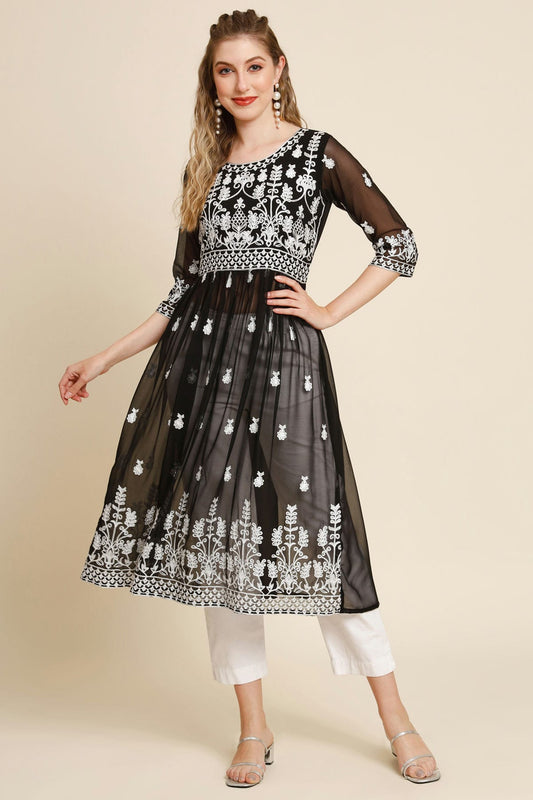 Black Colour Georgette Kurti