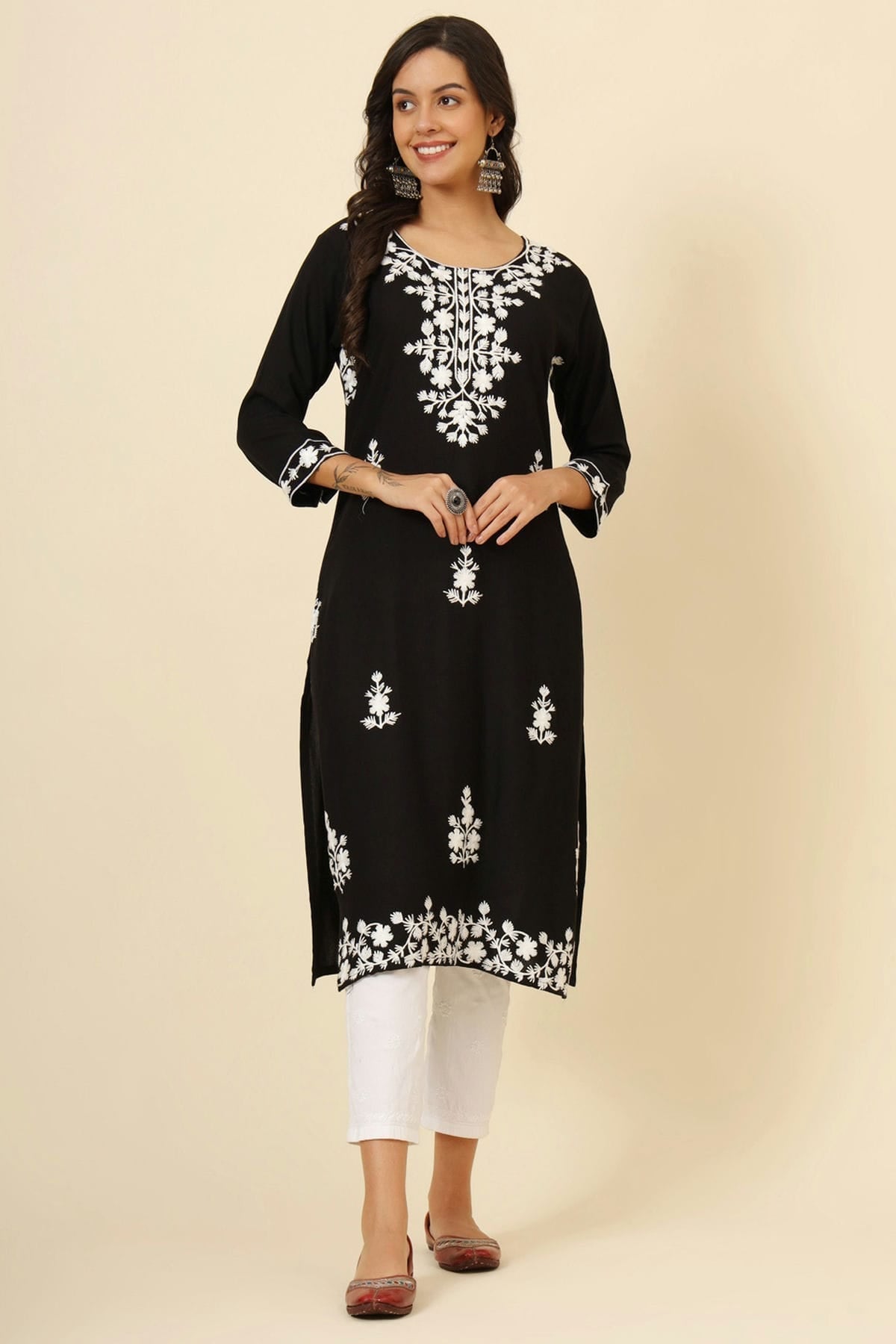 Black Colour Liva Rayon Kurti