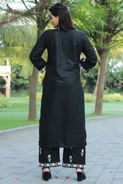 Black Colour Rayon Kurta And Pant Set VSKR1111304