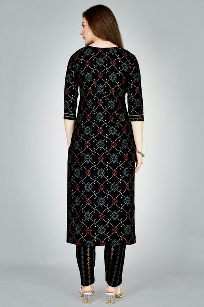 Black Colour Rayon Kurta And Pant Set VSKR1111311