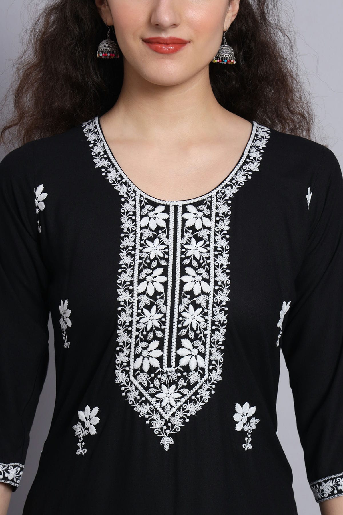 Black Colour Rayon Kurti VSKR1111072