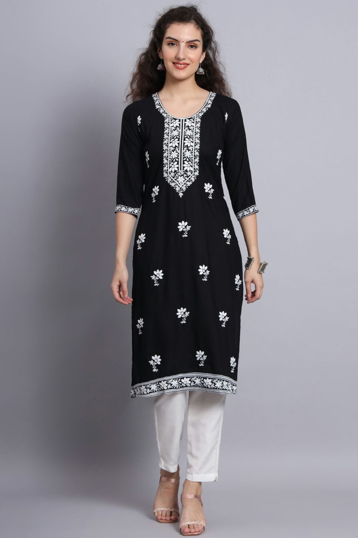 Black Colour Rayon Kurti