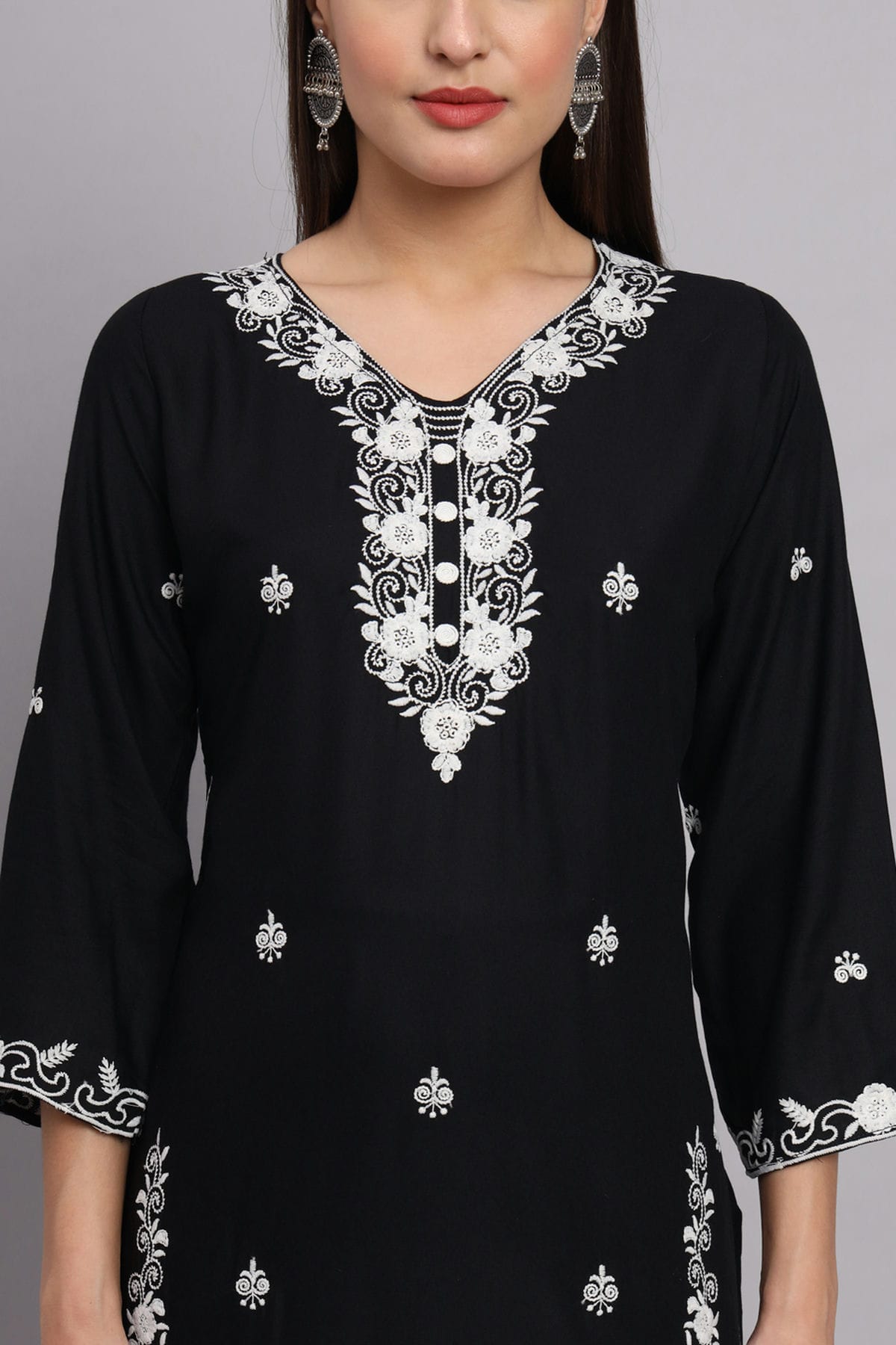Black Colour Rayon Kurti VSKR1111083