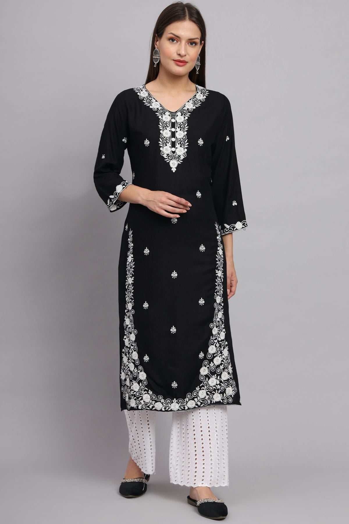 Black Colour Rayon Kurti