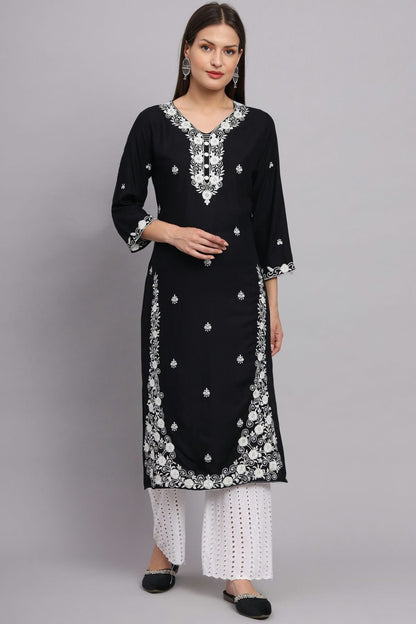 Black Colour Rayon Kurti