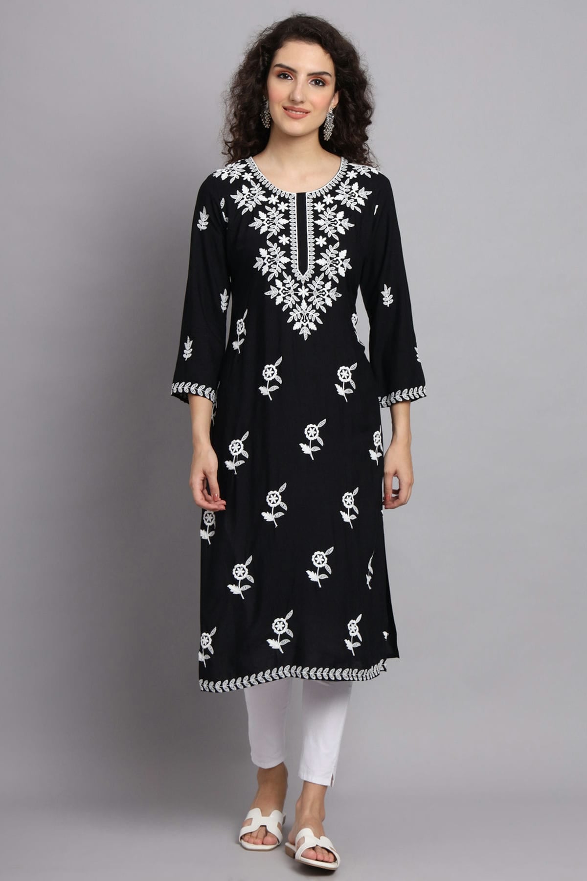 Black Colour Rayon Kurti