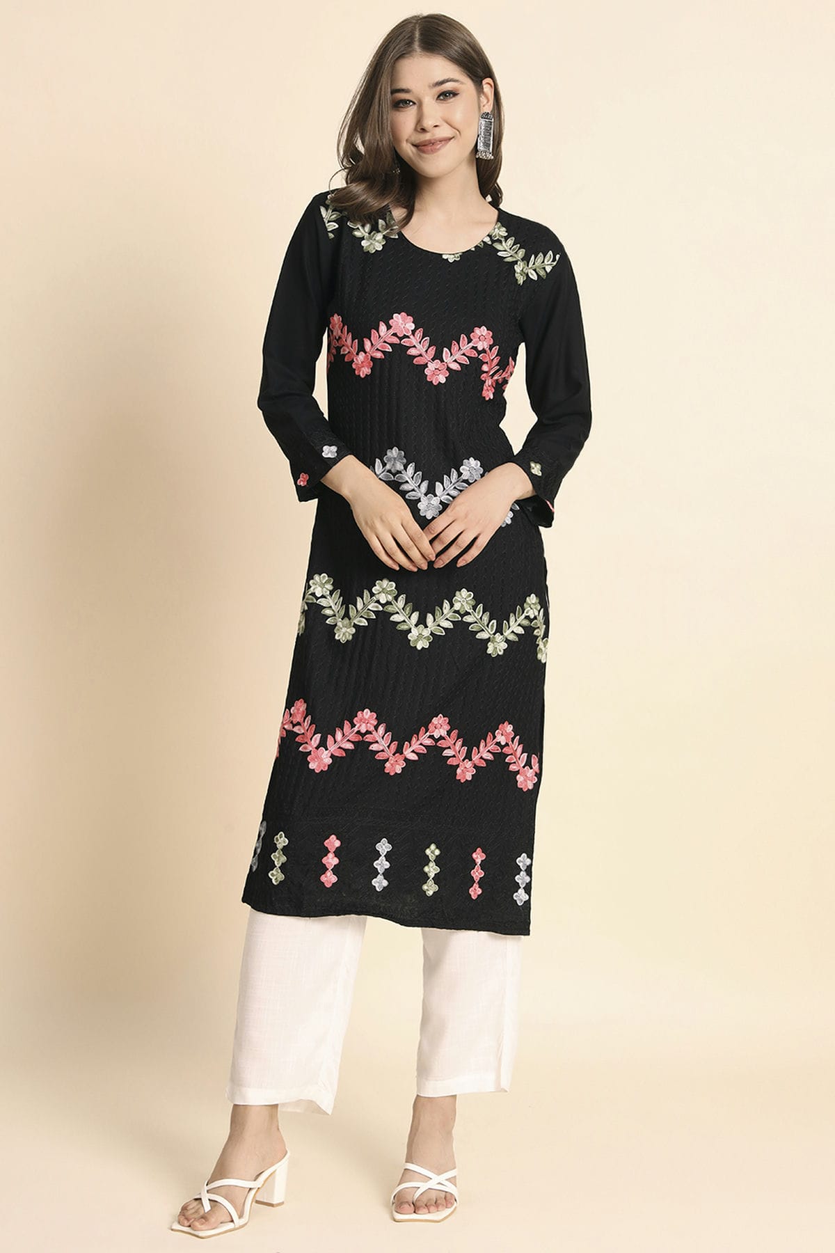 Black Colour Rayon Kurti