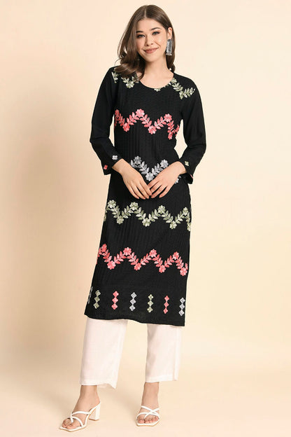Black Colour Rayon Kurti