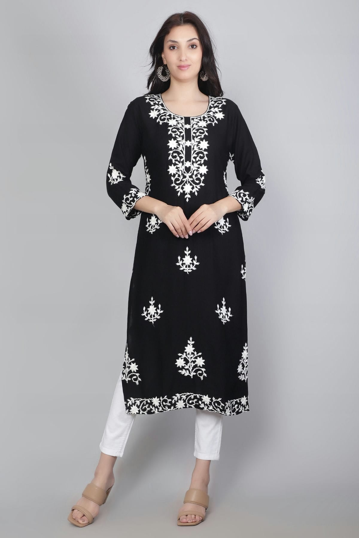 Black Colour Rayon Kurti