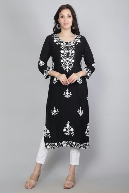Black Colour Rayon Kurti
