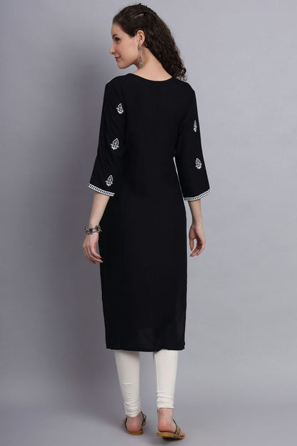 Black Colour Rayon Kurti VSKR1111131