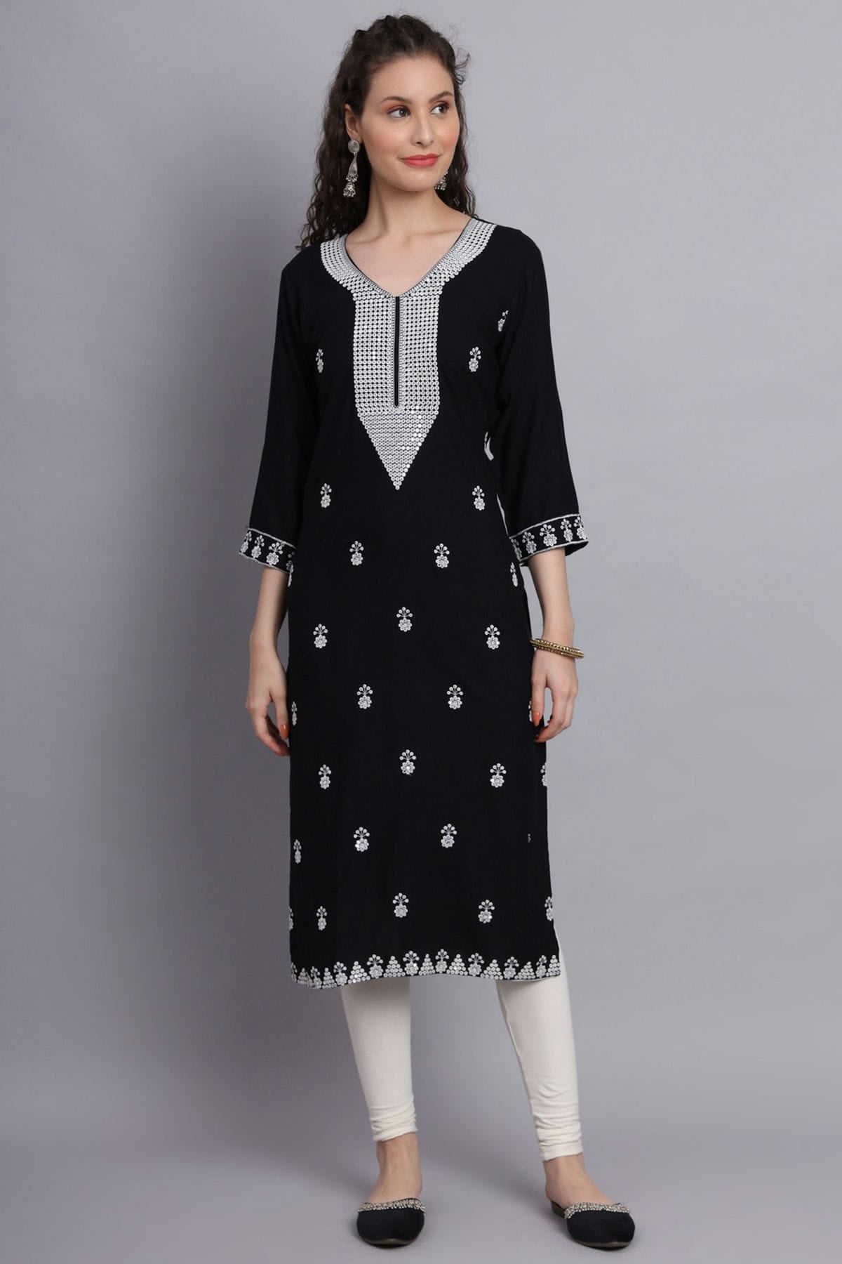 Black Colour Rayon Kurti