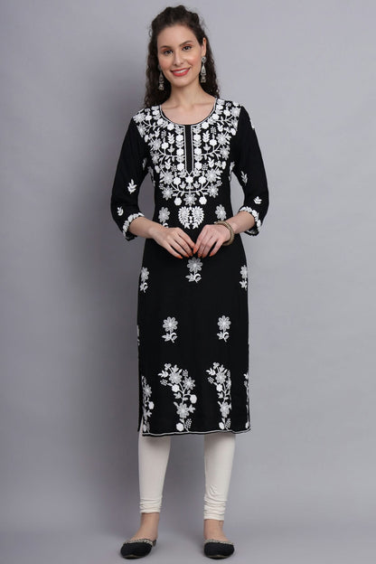 Black Colour Rayon Kurti