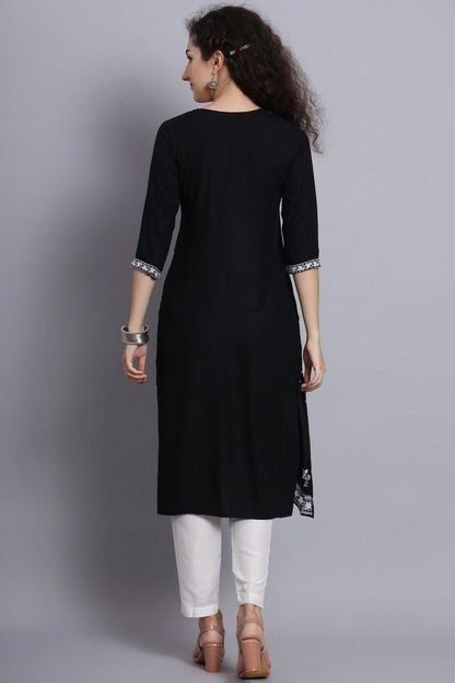 Black Colour Rayon Kurti VSKR1111214