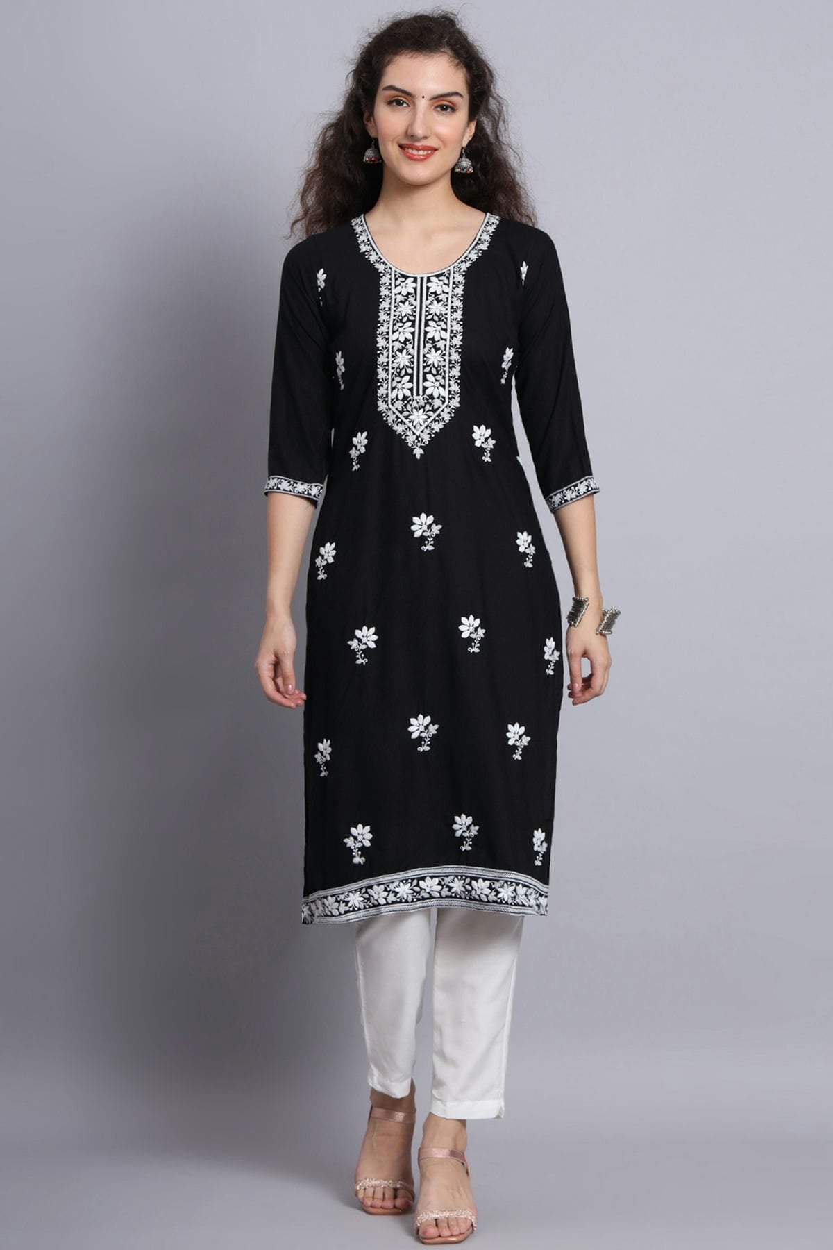 Black Colour Rayon Kurti
