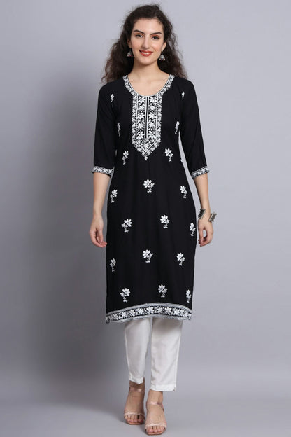 Black Colour Rayon Kurti