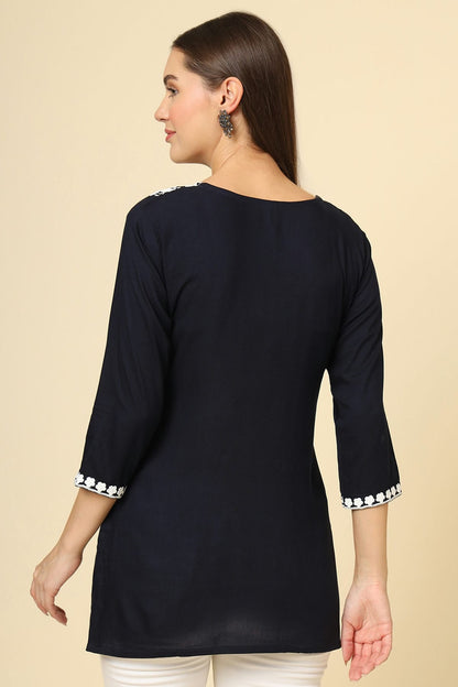 Black Colour Rayon Readymade Top VSTP1110858