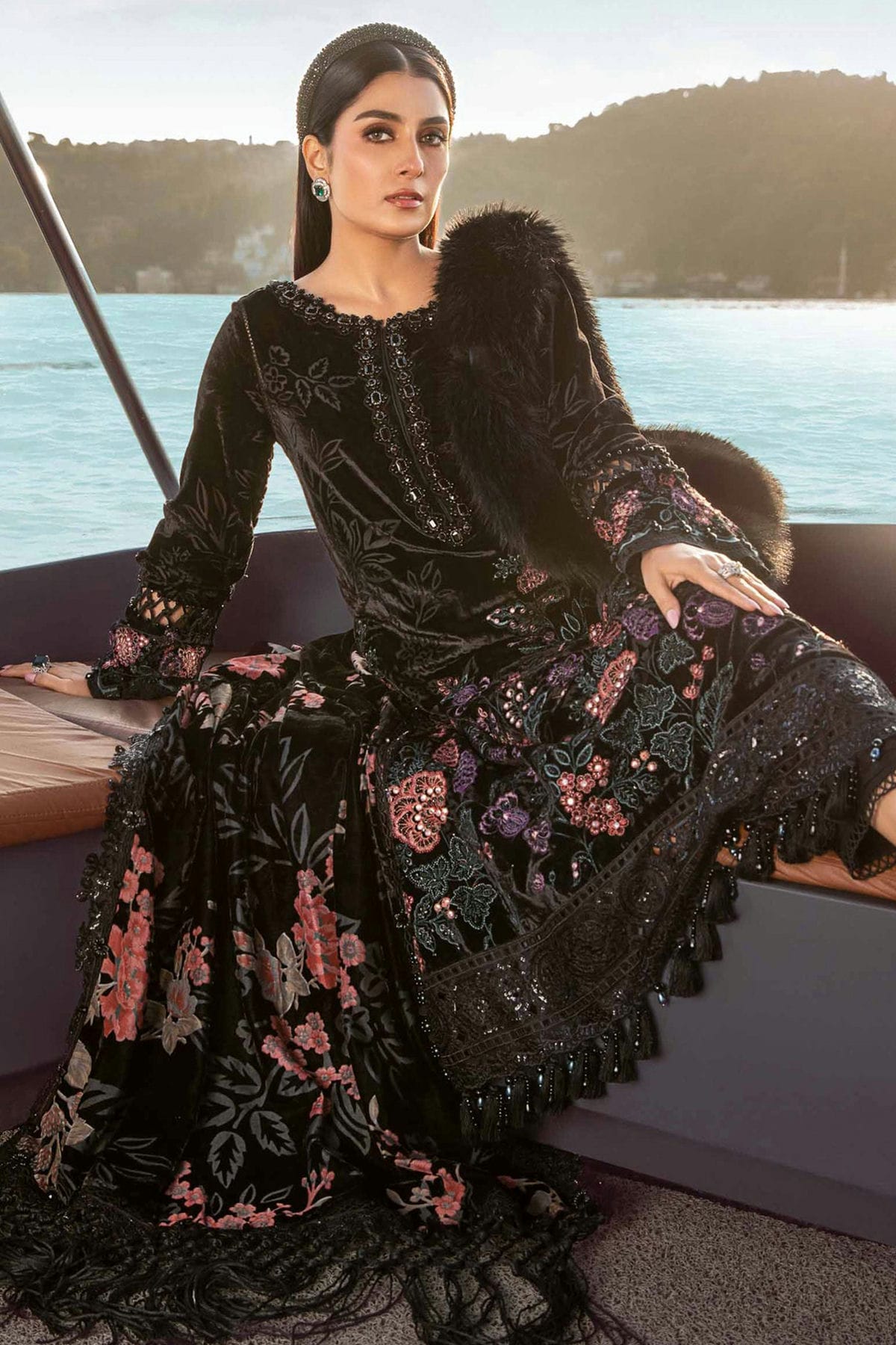 Black Colour Rayon Semi Stitched Pakistani Suit VSSM1250142