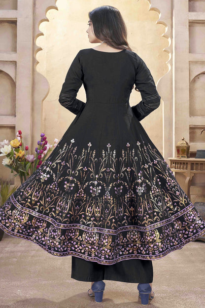 Black Colour Roman Silk Stitched Suit