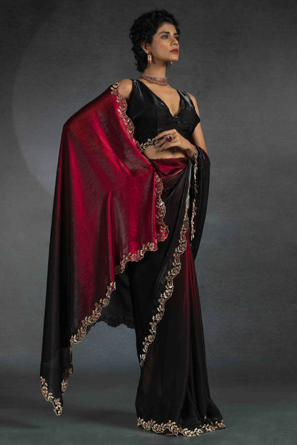 Black Colour Satin Silk Designer Saree VSSD1122003