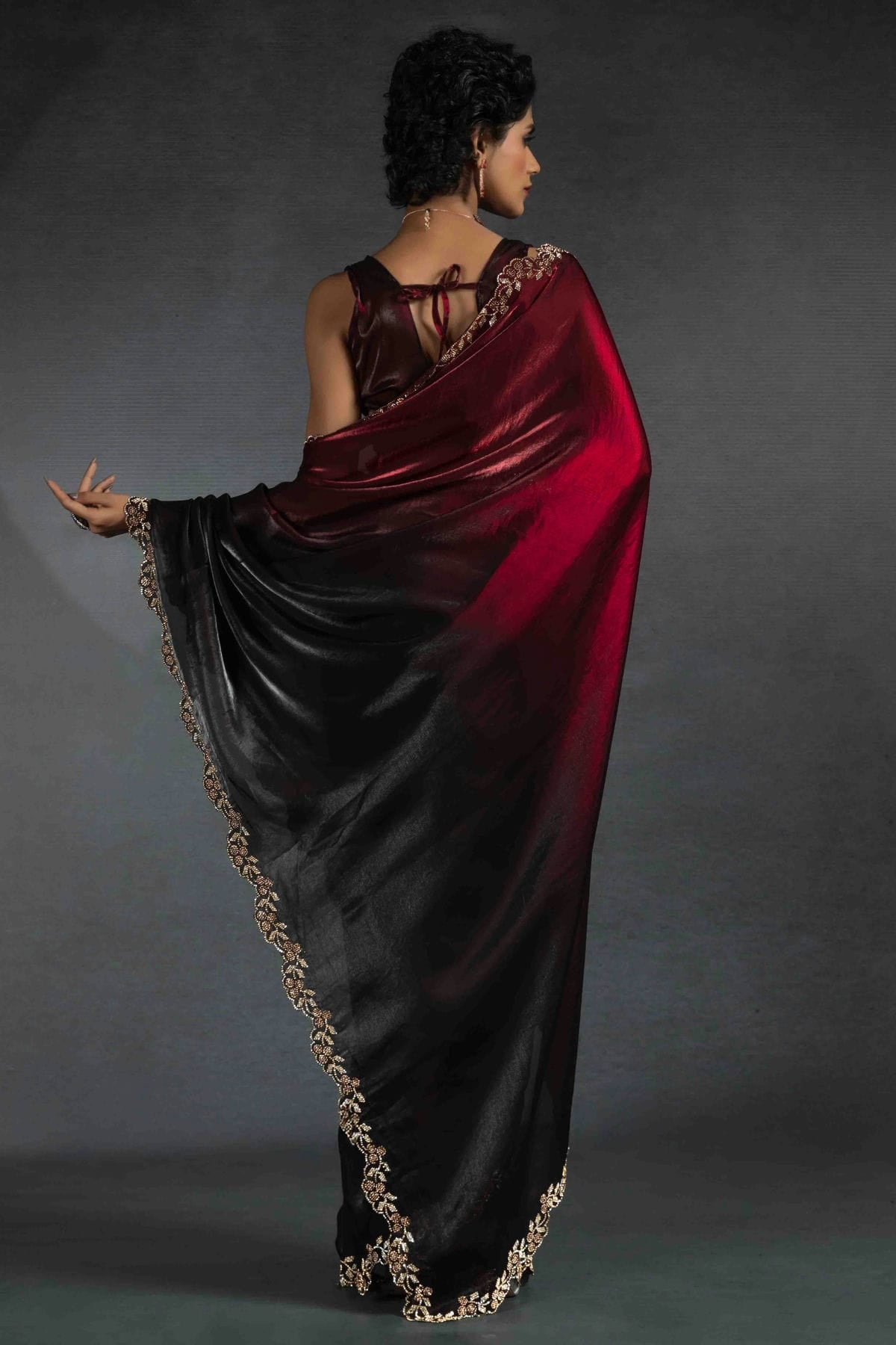 Black Colour Satin Silk Designer Saree VSSD1122003