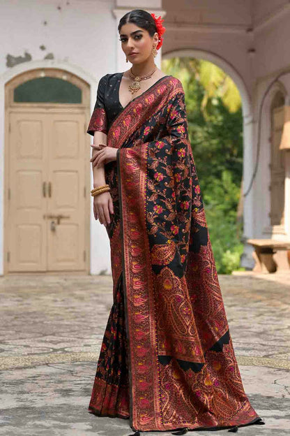 Black Colour Silk Traditional Saree