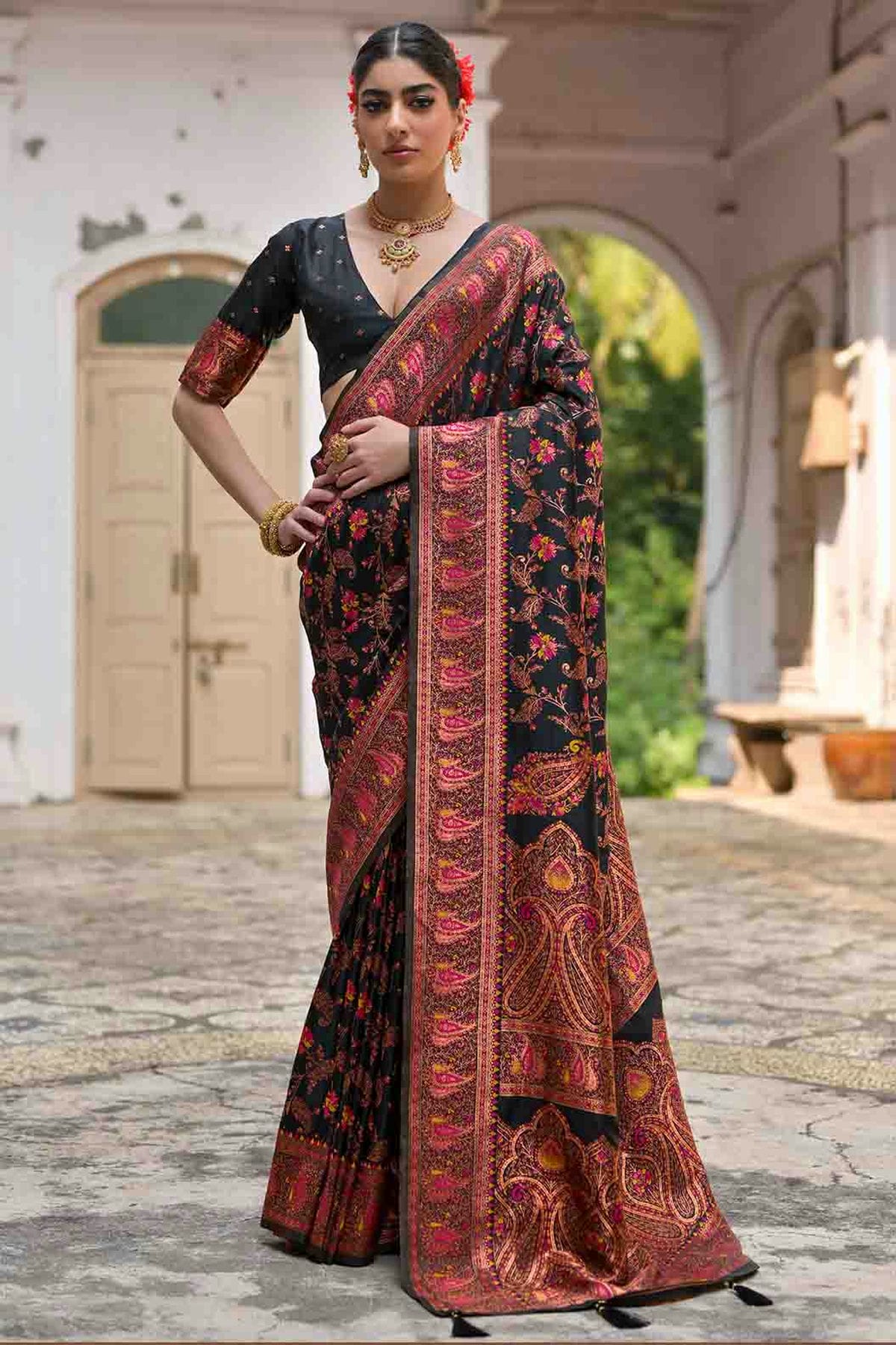 Black Colour Silk Traditional Saree VSSD1260045