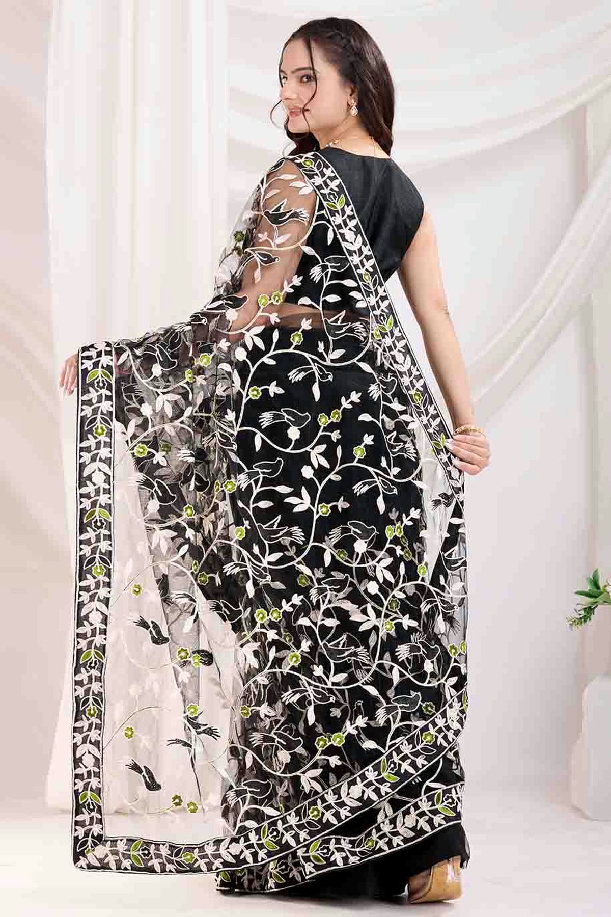 Black Colour Soft Net Designer Saree VSSD1112858