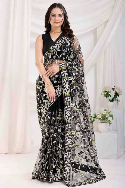 Black Colour Soft Net Designer Saree VSSD1112858