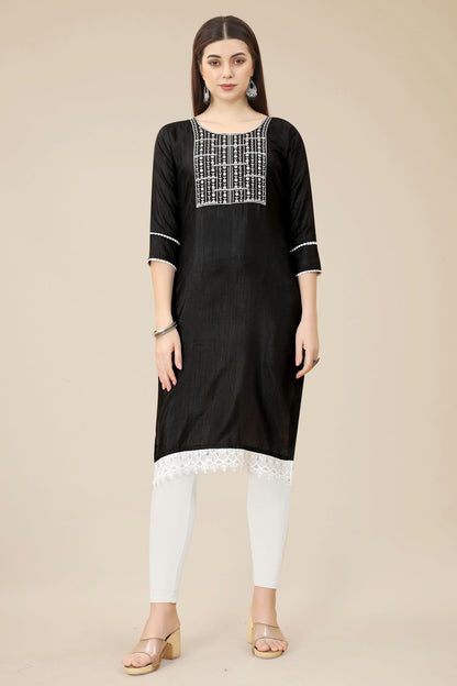 Black Colour Soft Silk Kurti