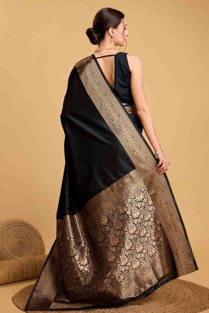 Black Colour Soft Silk Traditional Saree