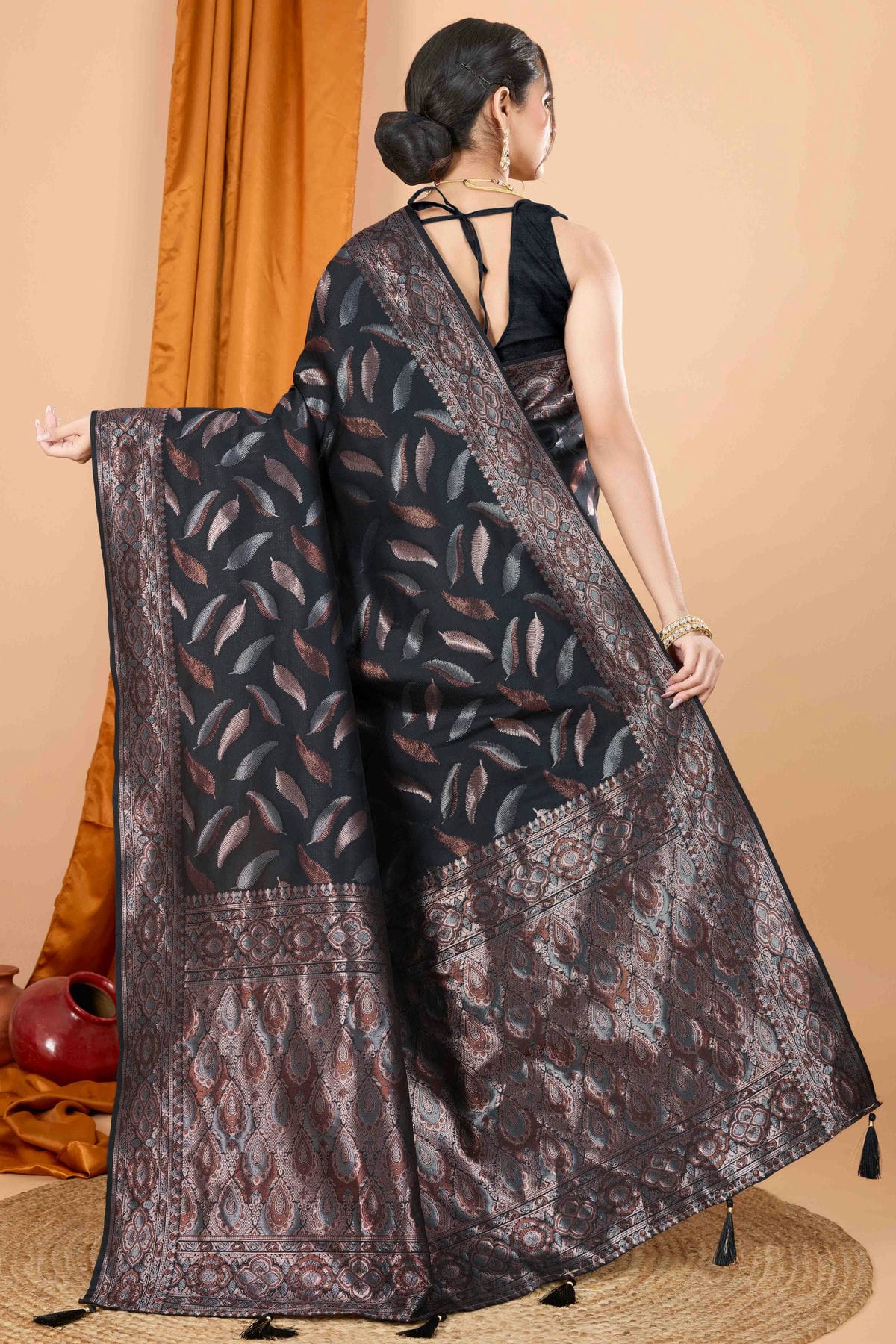 Black Colour Soft Silk Woven Work Traditional Saree VSSD1113549