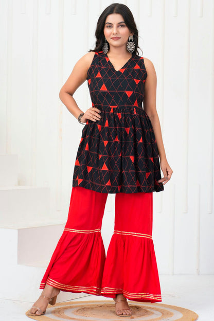 Black Colour Stitched Rayon Top and Bottom VSTP1112416