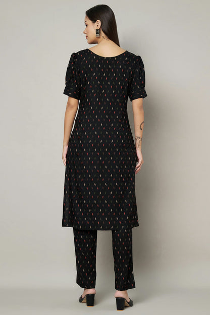 Black Colour Stitched Viscose Rayon Top and Bottom VSTP1112393