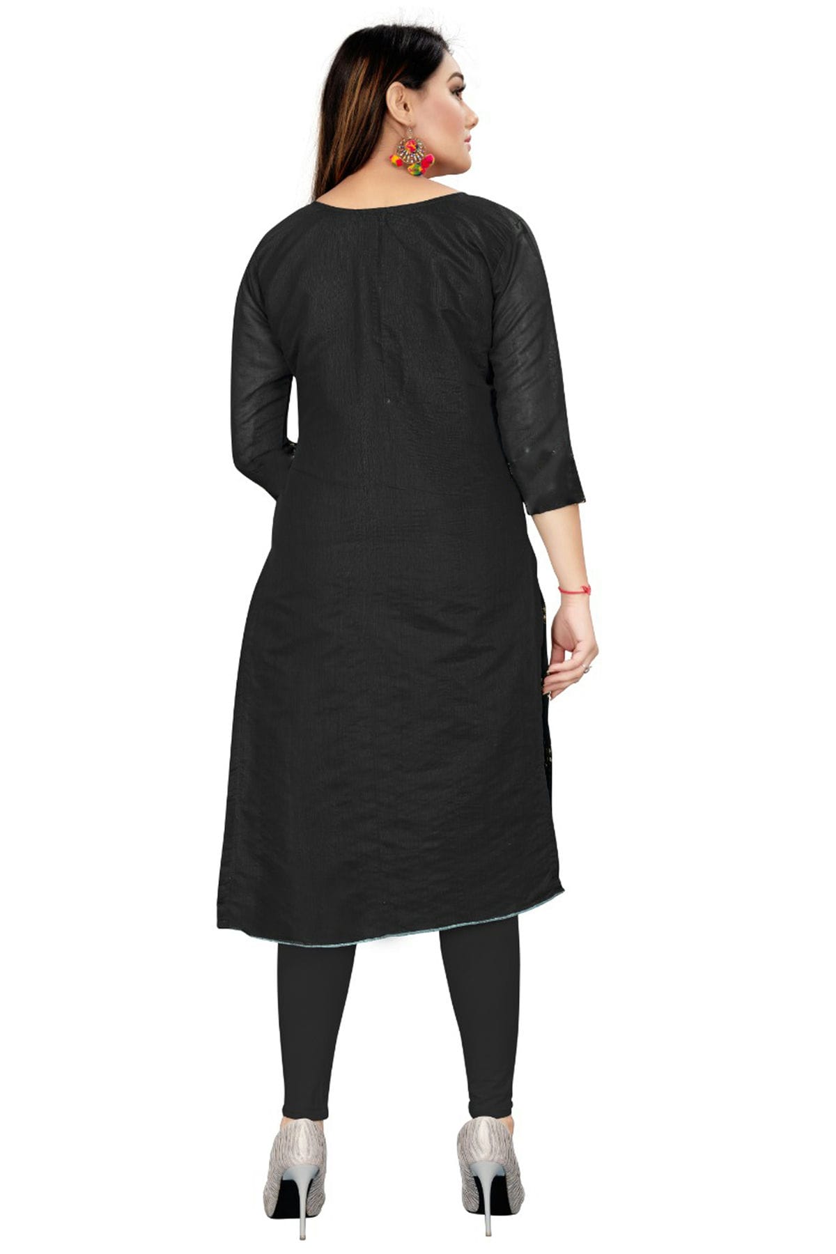 Black Colour Unstitched Chanderi Straight Suit VSUS1160729